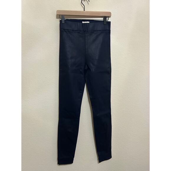 L'Agence Faux Leather Pants Women's Size Small Dark Blue Pull On Trousers Luxury - Picture 1 of 9